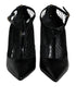 Dolce & Gabbana Black Mesh Patent Leather Heels Pumps Shoes